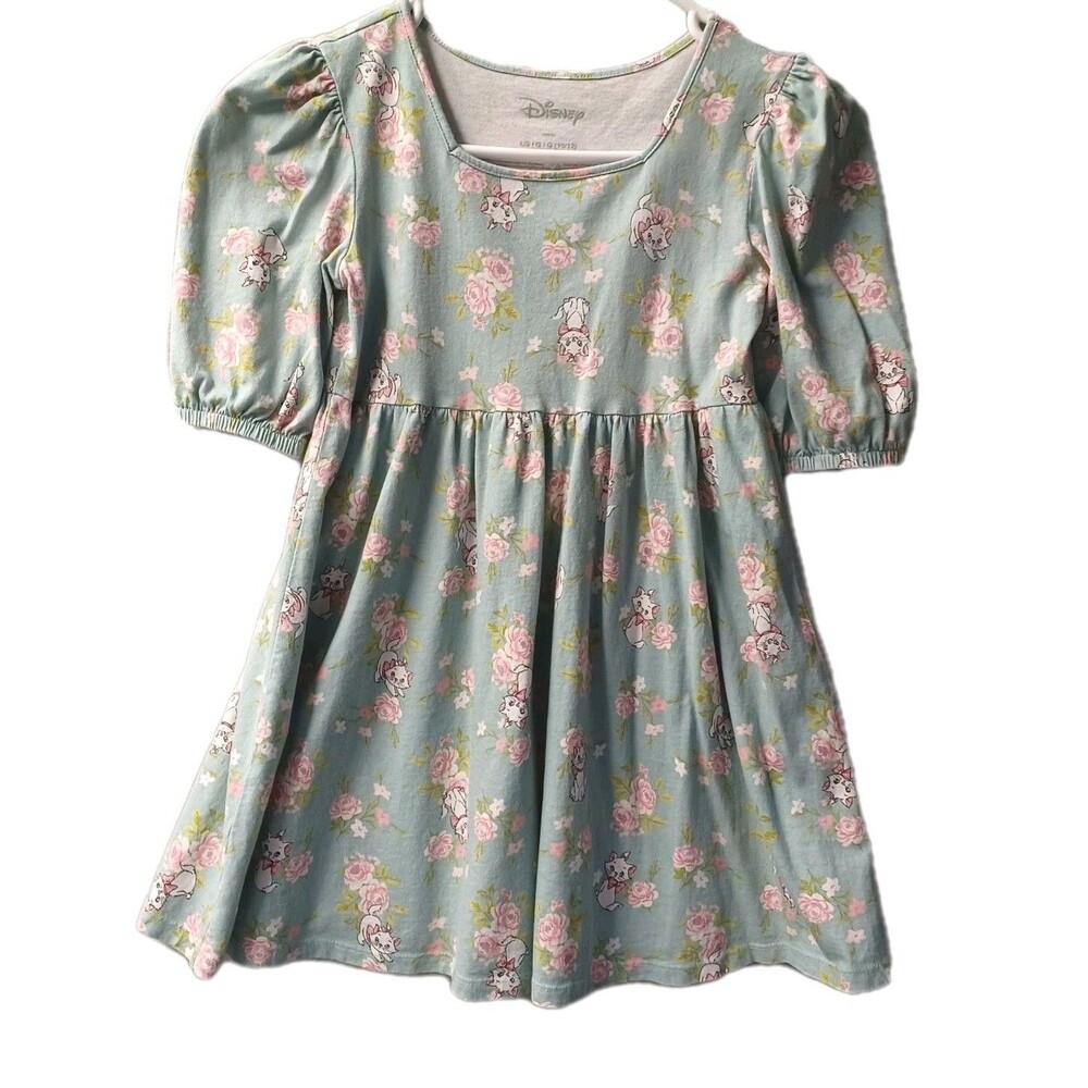 Disney Aristocrats Marie Floral Girls Dress Size 10/12 Green Pink Cottage